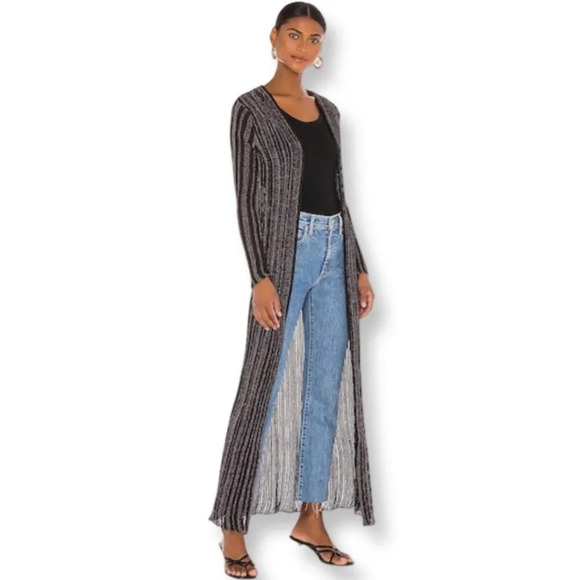 MISA Amberly Duster Cardigan in Purple Black Combo Metallic Size Small - Picture 1 of 13